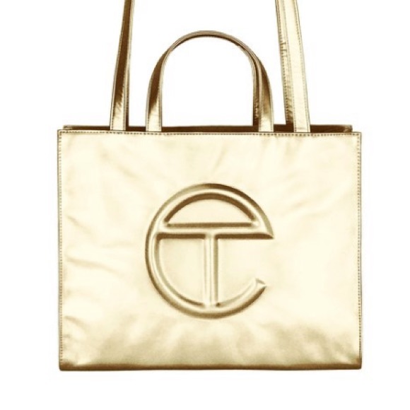 Telfar medium gold shopping bag NWT SOLD - Picture 5 of 8
